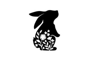 Floral Easter Bunny Silhouette Craft Design