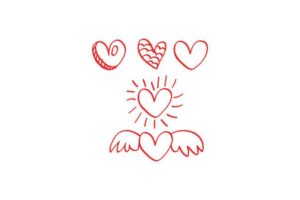 Red Hearts Scribble Style Craft Design