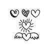 Red-Hearts-Scribble-Style-black-version-580x386 Red Hearts Scribble Style Craft Design