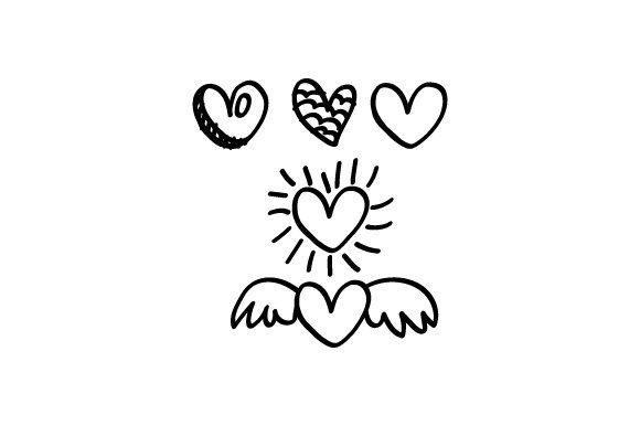 Red-Hearts-Scribble-Style-black-version-580x386 Red Hearts Scribble Style Craft Design