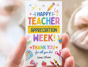 Teacher Appreciation Gift Tags Thank You Teacher Gift Tag School Printable Gift Tags Labels Editable Canva Template Instant Digital Download